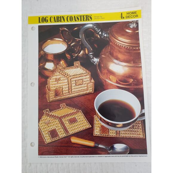 (J5) 1993 Annie's Attic Plastic Canvas Pattern Home Decor Lot of 4 - Picture 5 of 7